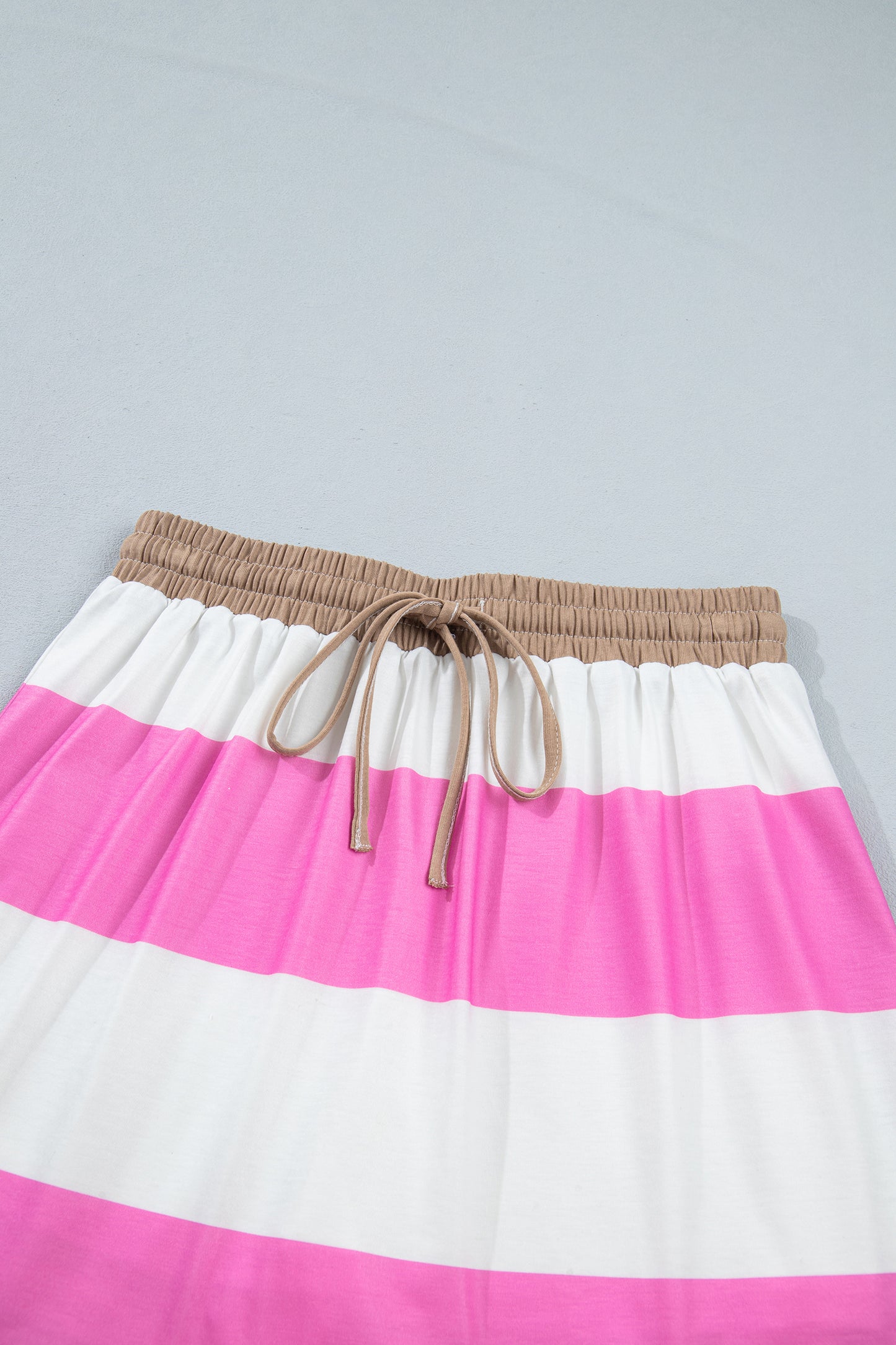 Stripe Raw Edge Polo Tee & Mini Skirt Set