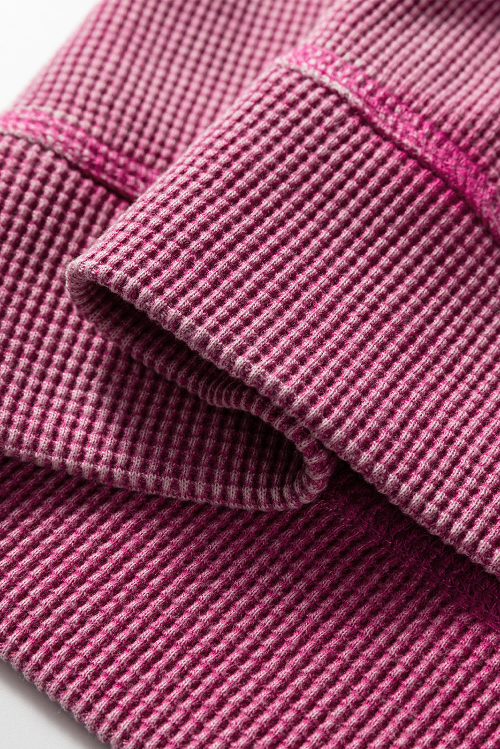 Waffle Knit Patchwork Long Sleeve Top