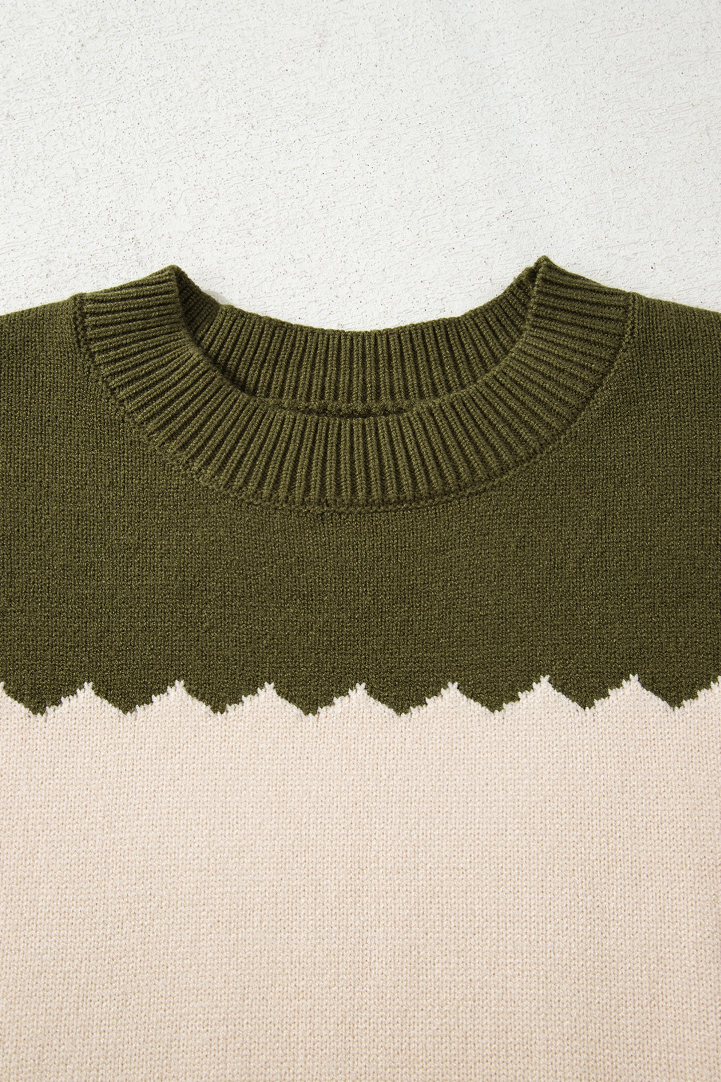 Colorblock Crew Neck Drop Shoulder Sweater