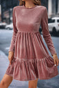 Velvet Long Sleeve Tiered Dress