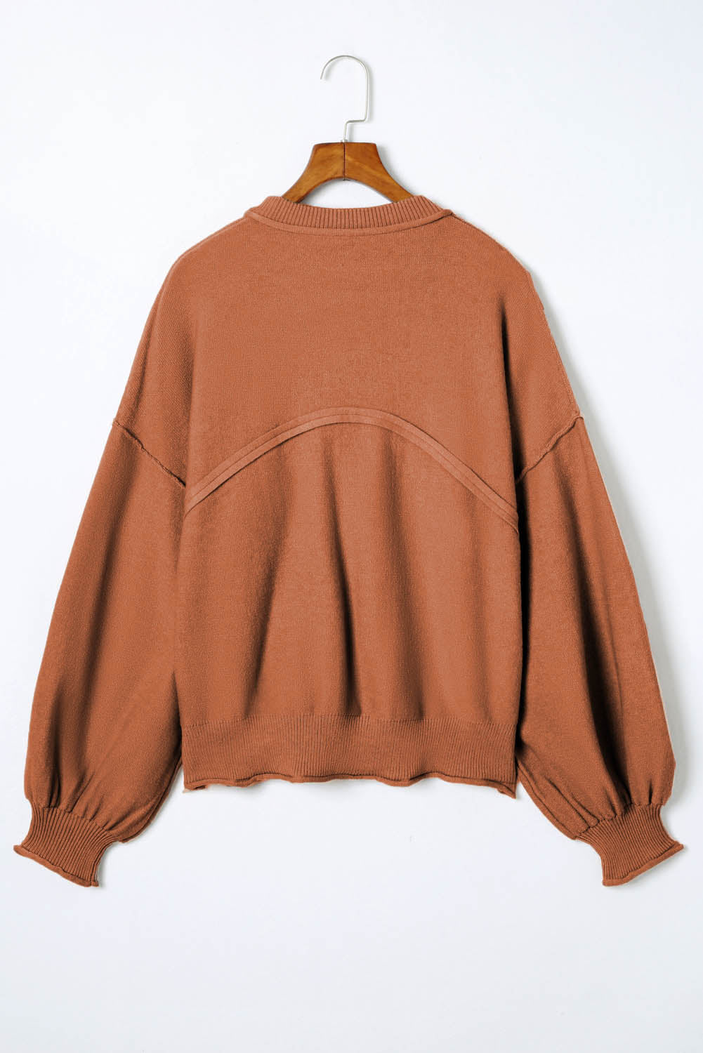 Exposed Seam Lantern Sleeve Sweater