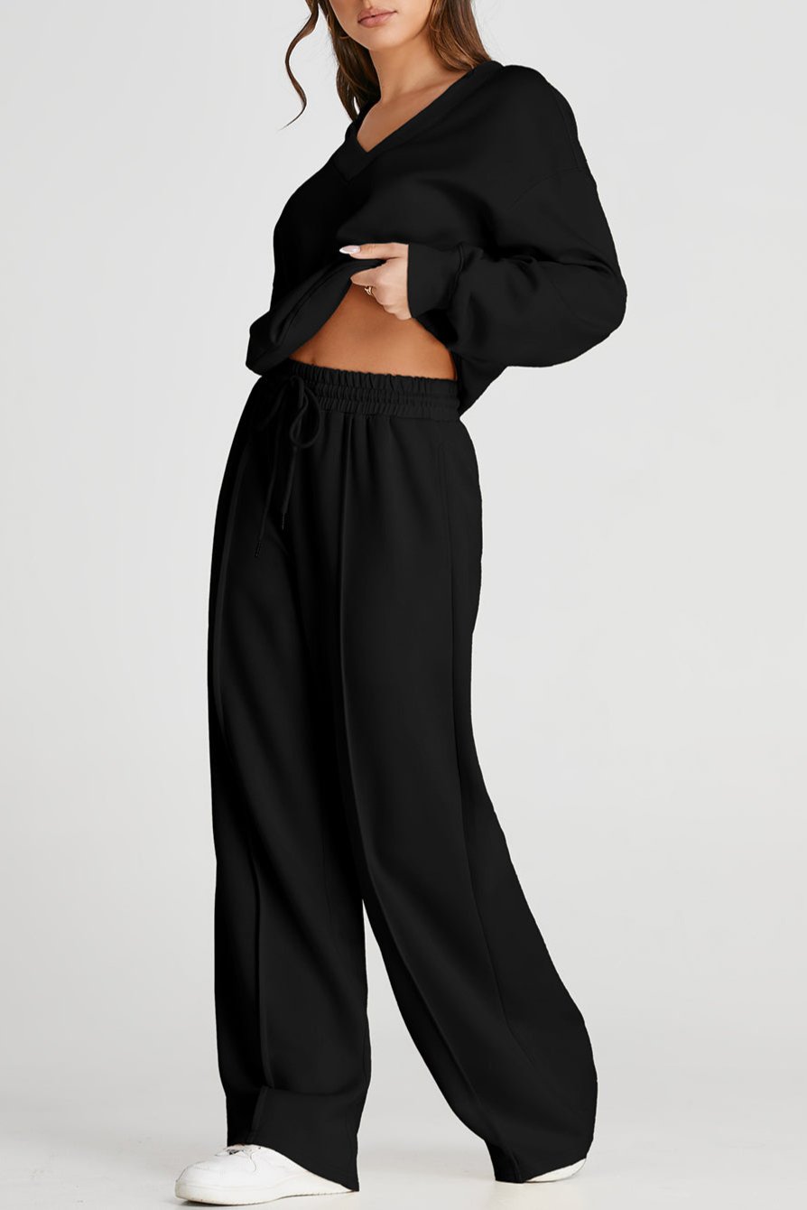 Crop Top and Seamed Pants Set