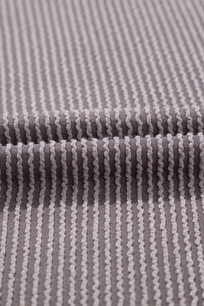 Plus Size Solid Corded Knit V-Neck T-Shirt