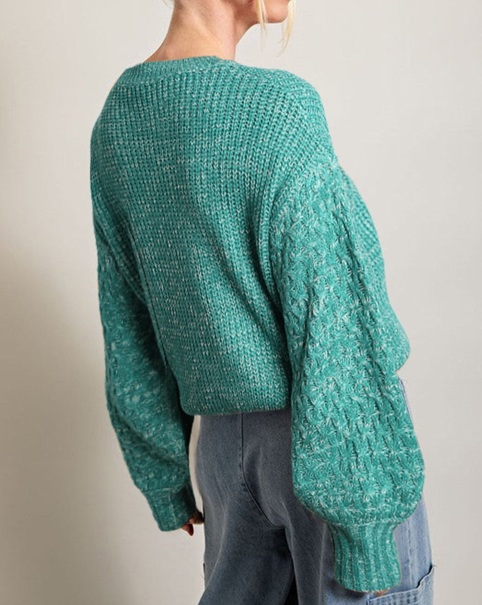 Cable Knit Drop Shoulder Sweater