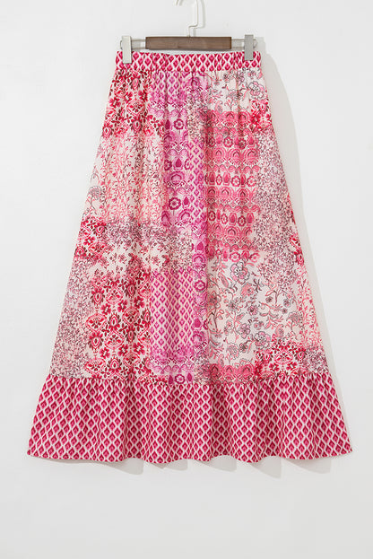 Boho Tassel Drawstring Elastic Waist Maxi Skirt