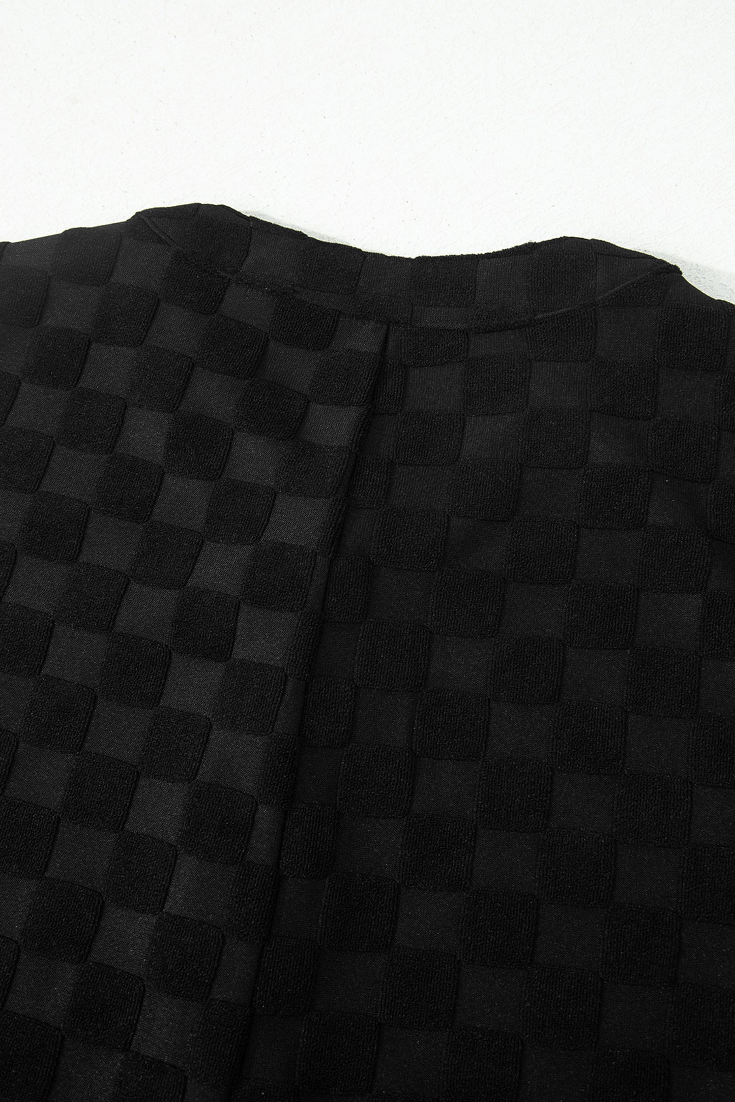 Checker Textured Sleeveless Wide Leg Jumpsuit