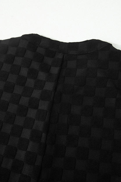 Checker Textured Sleeveless Wide Leg Jumpsuit