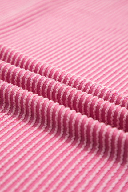 Exposed Stitching Textured Knit T-shirt