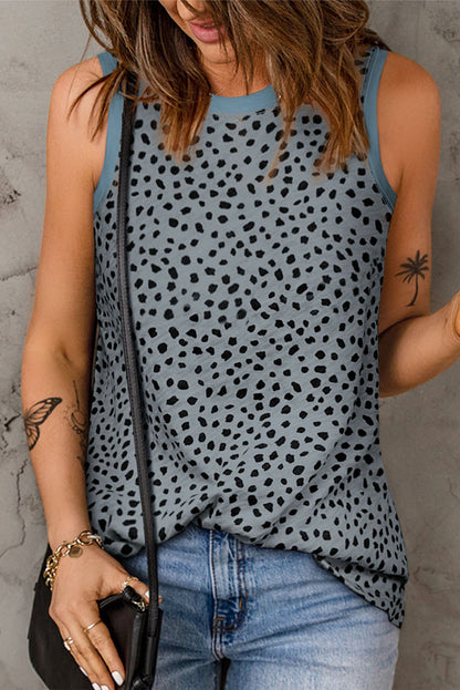 Leopard Round Neck Tank Top