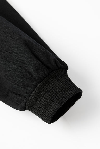 Waffle Knit Patchwork Reverse Seam Button-Up Shacket