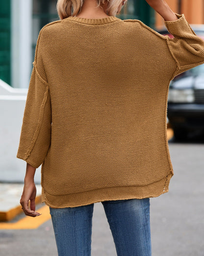 Round Neck 3/4 Sleeve Sweater