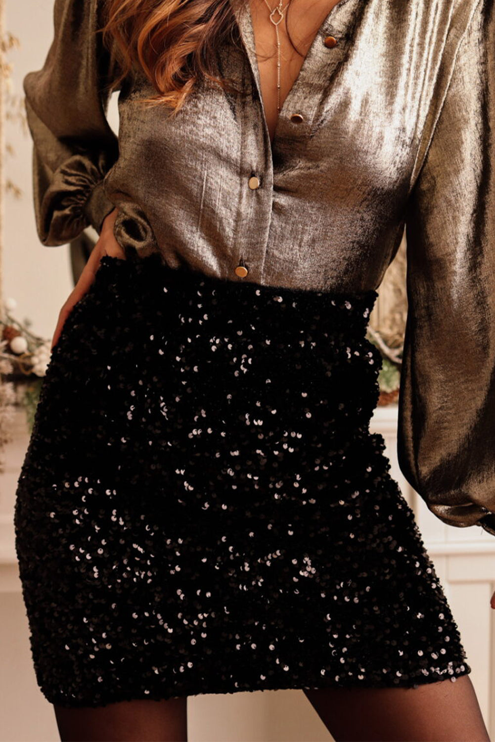 Sequin Bodycon Mini Skirt