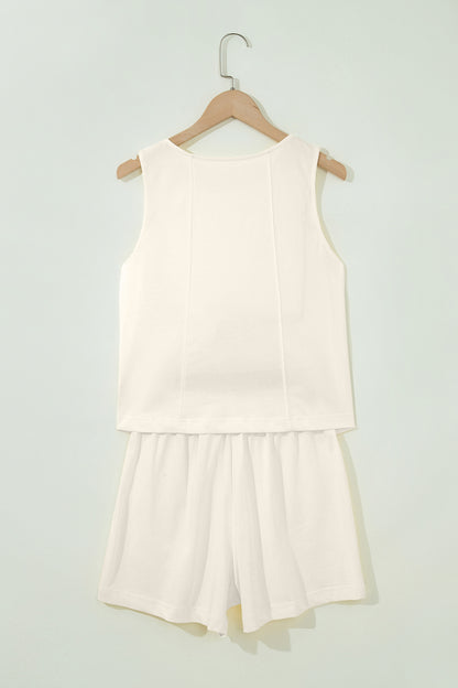 Stitched Detail Loose Tank & Shorts Set