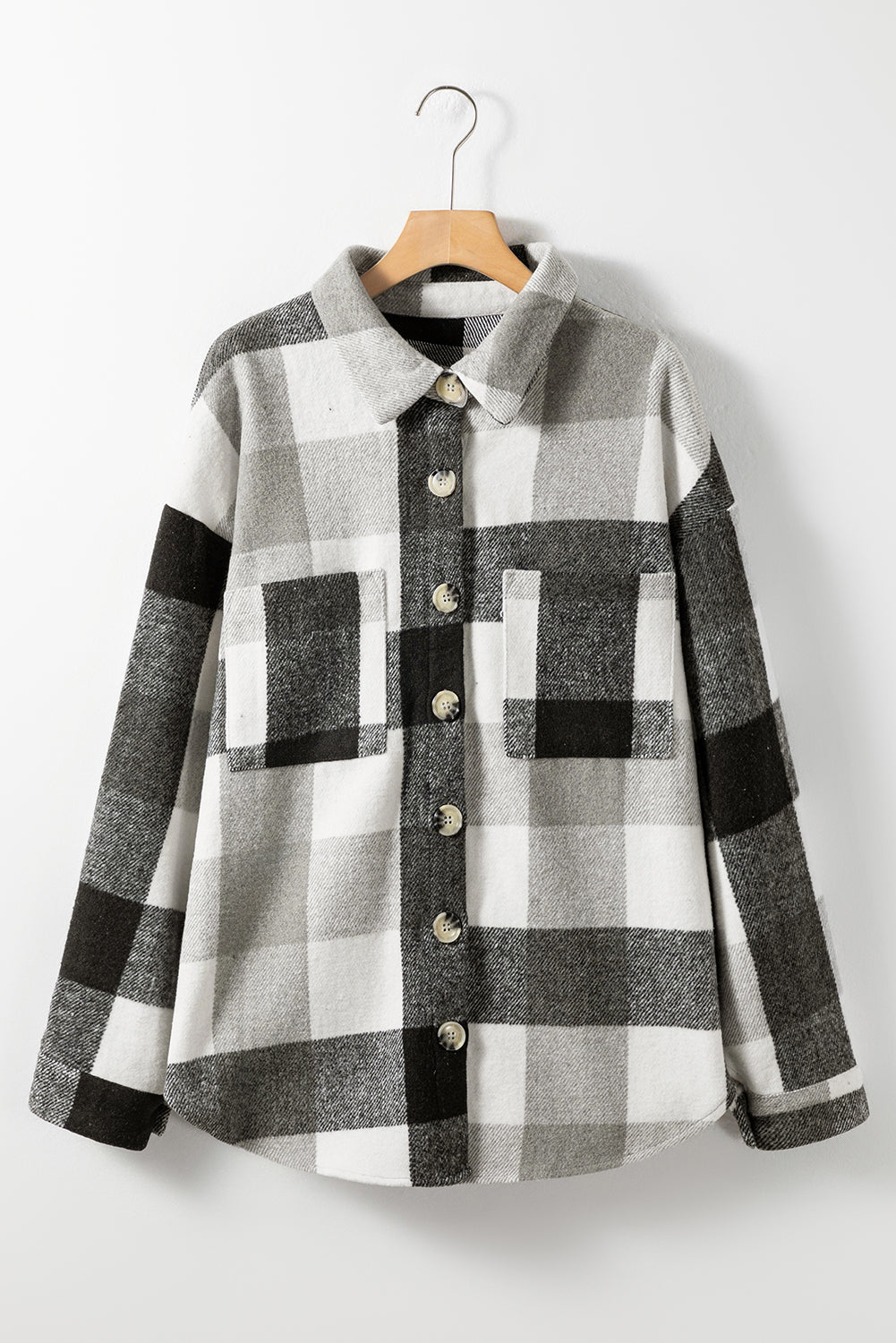 Plus Size Checker Button-Up Shacket