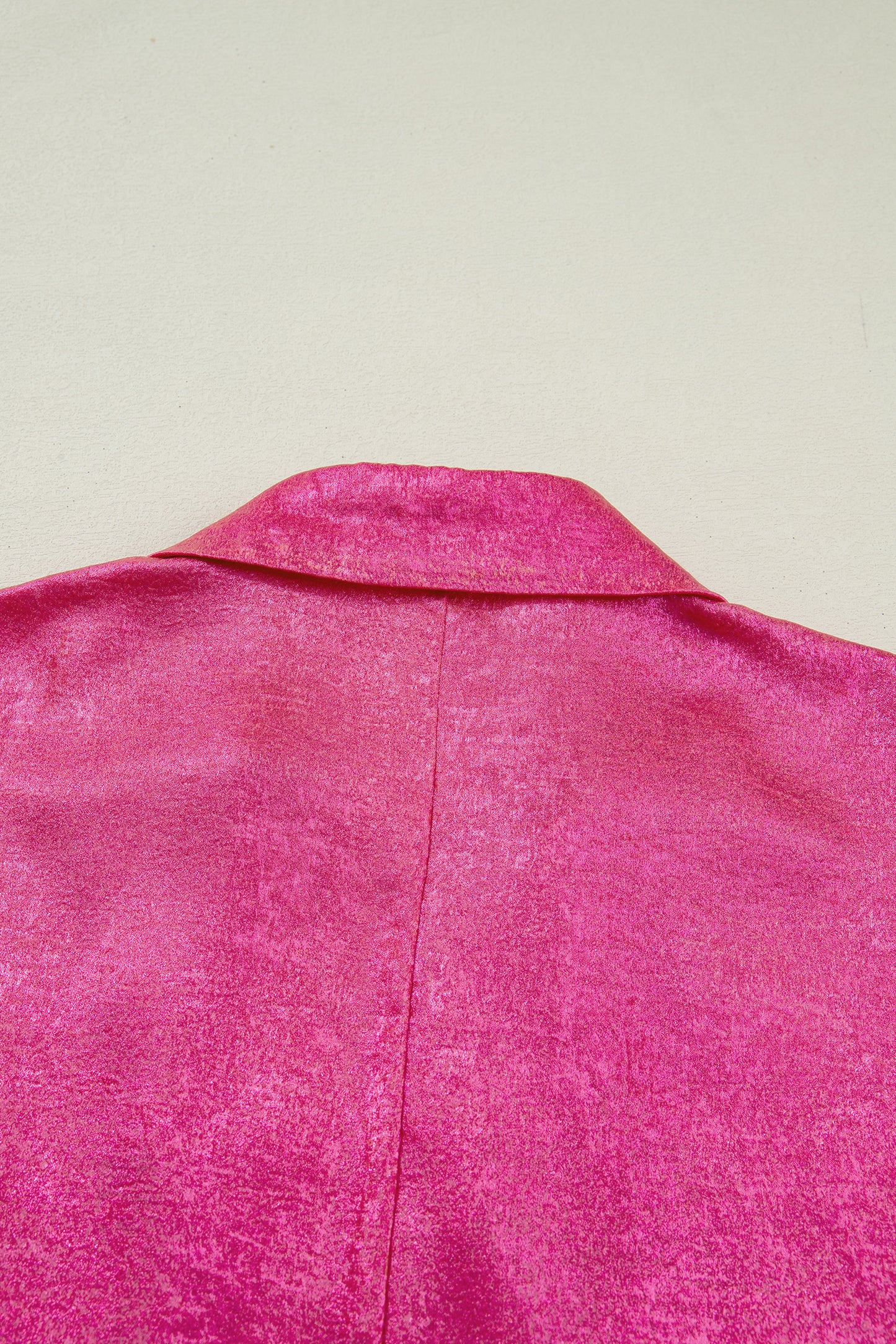 Metallic Collared V-Neck 3/4 Sleeve Top