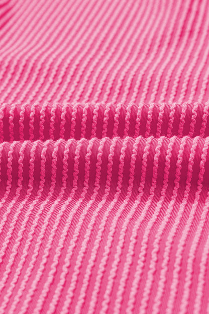 Corded Knit Cutout Bow Tie Back T-Shirt