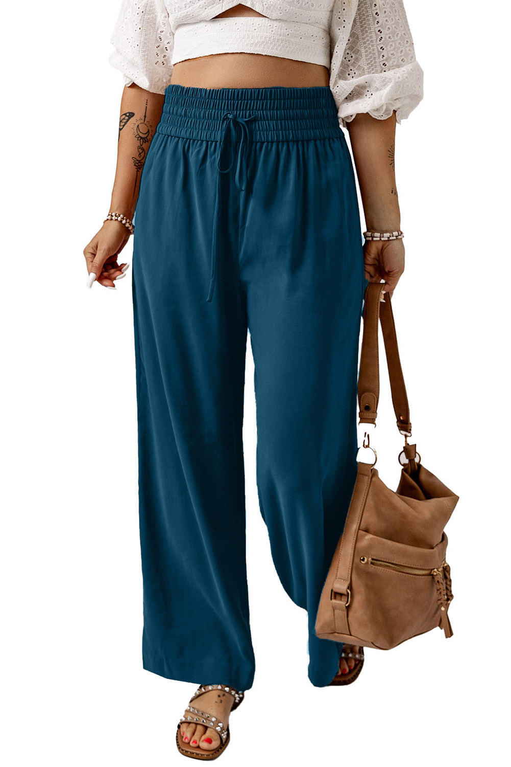 Drawstring Elastic Waist Pants