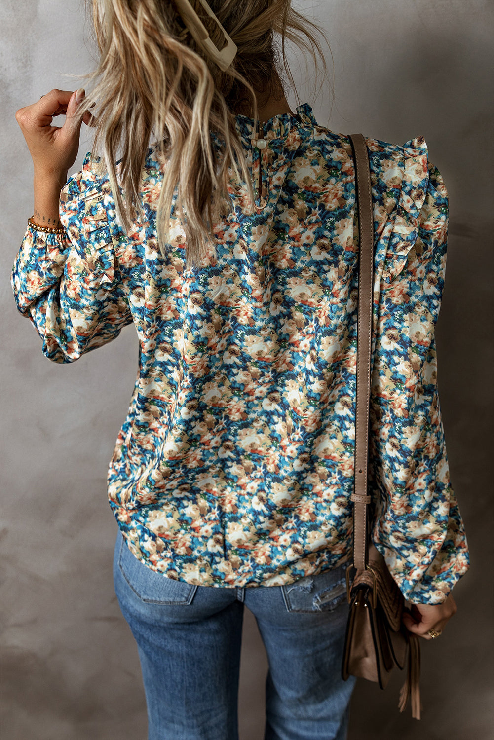 Floral Frilled Puff Sleeve Blouse