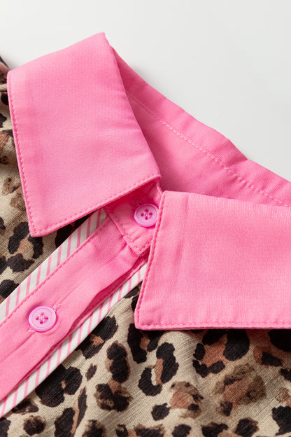 Leopard Contrast Trim Short Sleeve Shirt