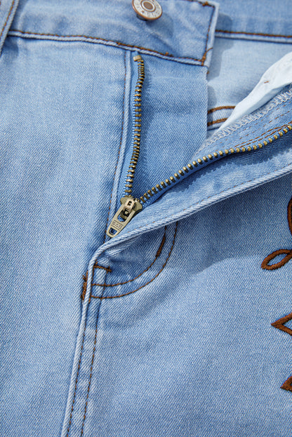 Western Embroidered Denim Mini Skirt