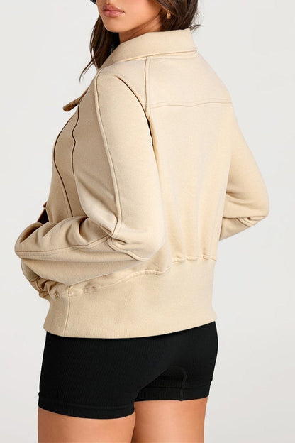 Quarter Zip Kangaroo Pocket Sweatshirt