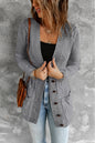 Cable Button Front Pocketed Cardigan