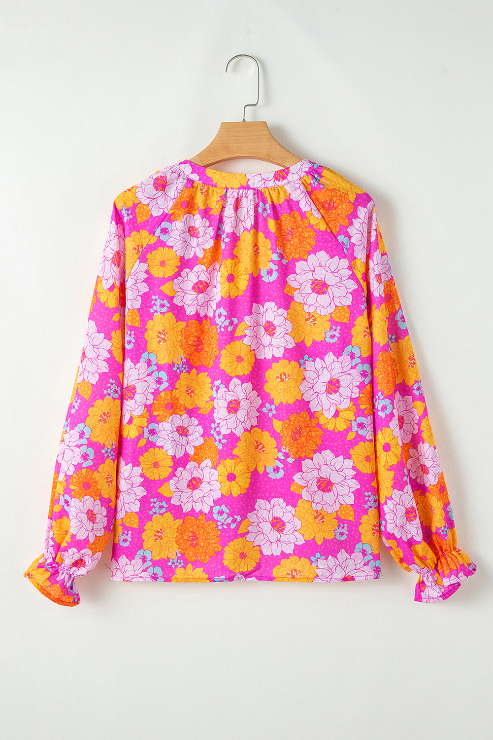 Floral Flounce Long Sleeve Blouse