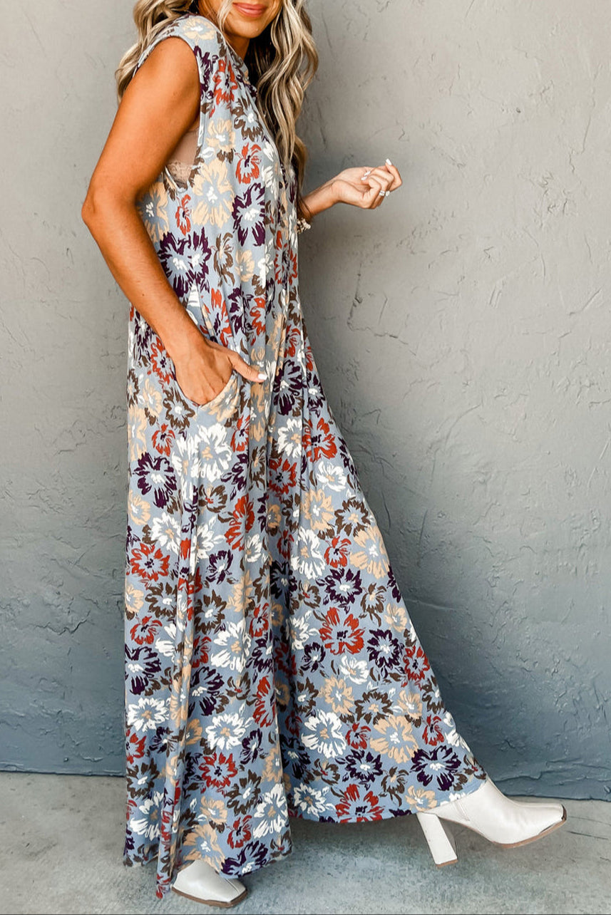 Floral Sleeveless Wide Leg Jumpsuit