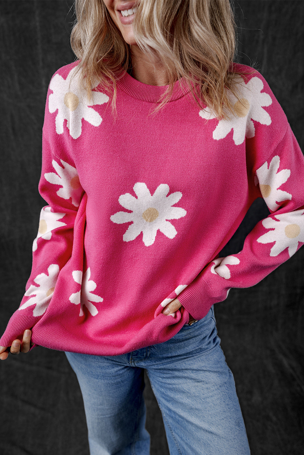 Floral Crewneck Long Sleeve Sweater