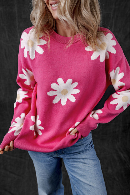 Floral Crewneck Long Sleeve Sweater