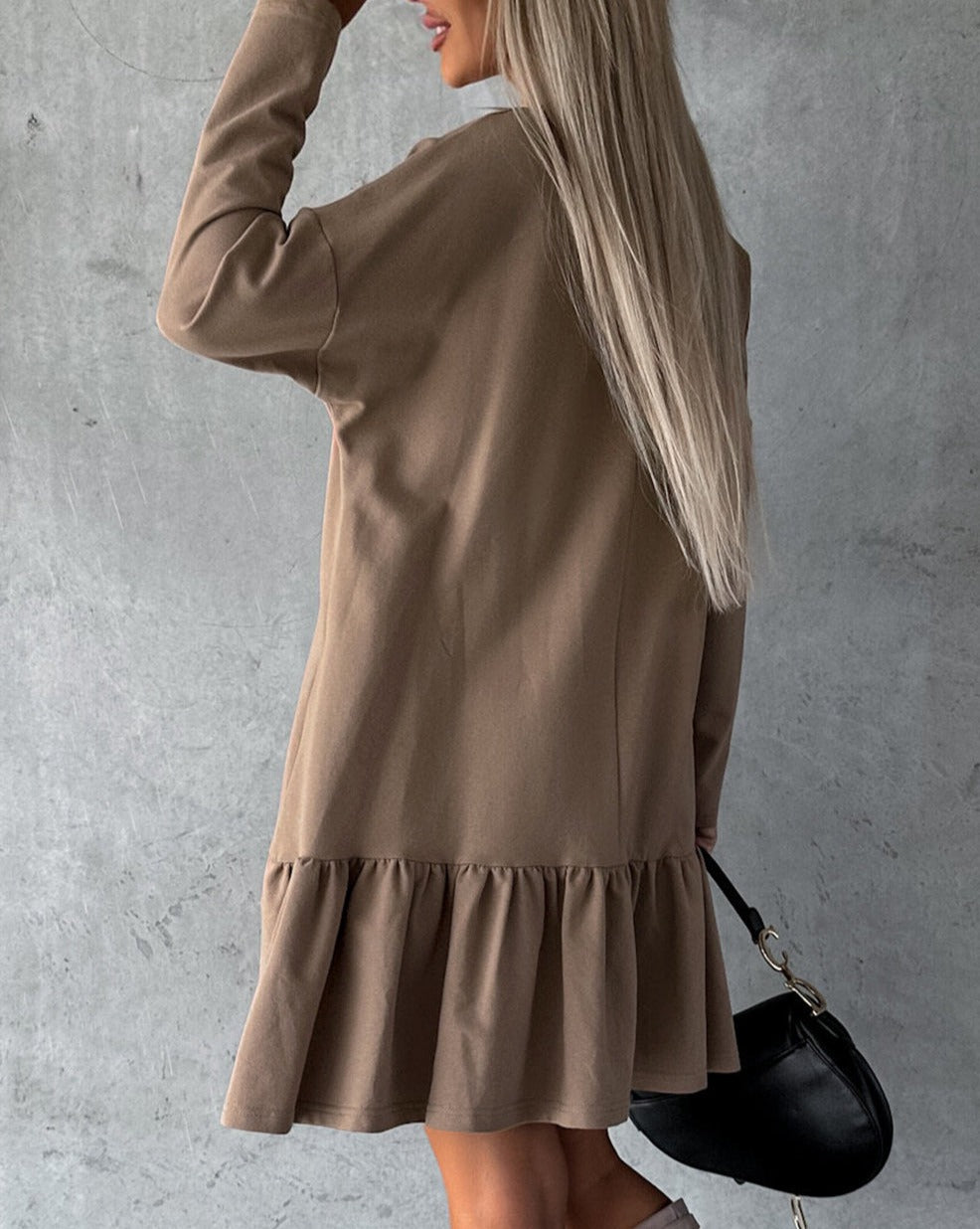 Ruffle Long Sleeve Loose Dress