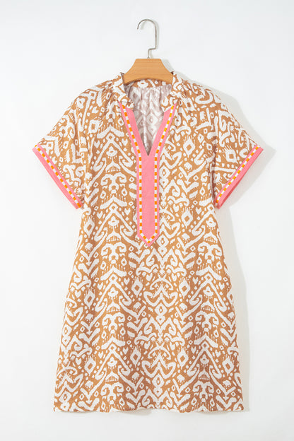 Western Stripe Colorblock Short Sleeve Mini Dress