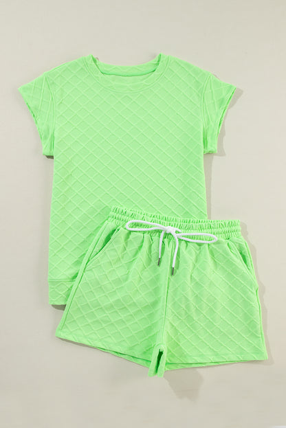 Checker Textured Tee and Drawstring Shorts