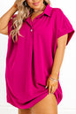 Collared V-Neck Shift Dress Plus Size