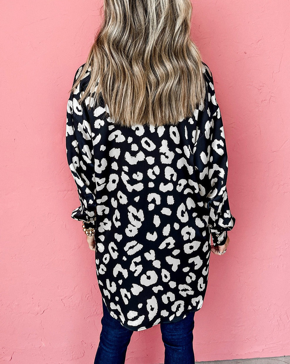 Leopard Buttoned Long Sleeve Shirt