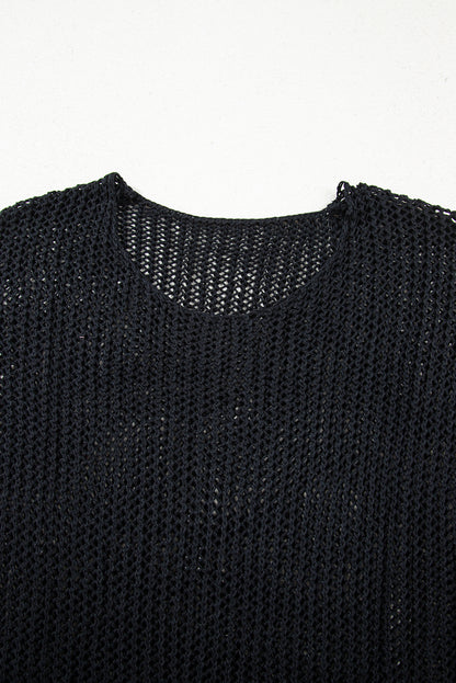 Solid Crochet Hollow-Out Sweater