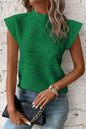 Wavy Textured Cap Sleeve Top