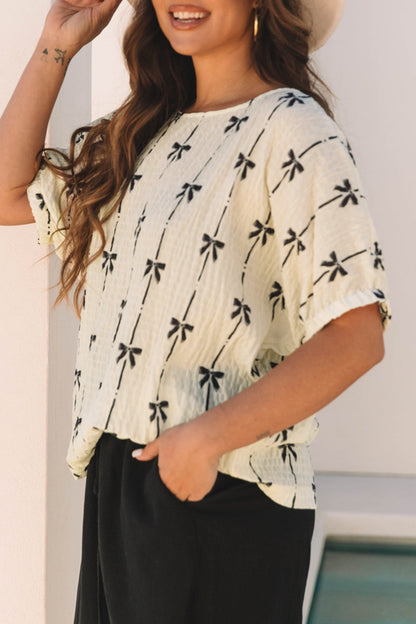 Bow Puff Short Sleeve Top