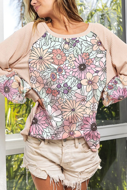 Floral Colorblock Long Sleeve Top