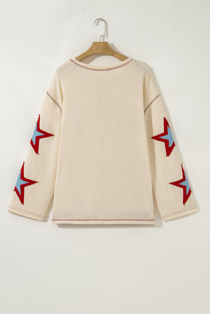 USA Star Contrast Patchwork Exposed Seam Top