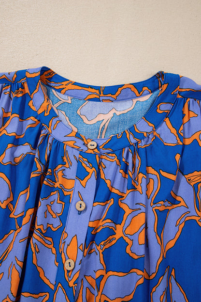 Floral Batwing Sleeve Button-Up Shirt