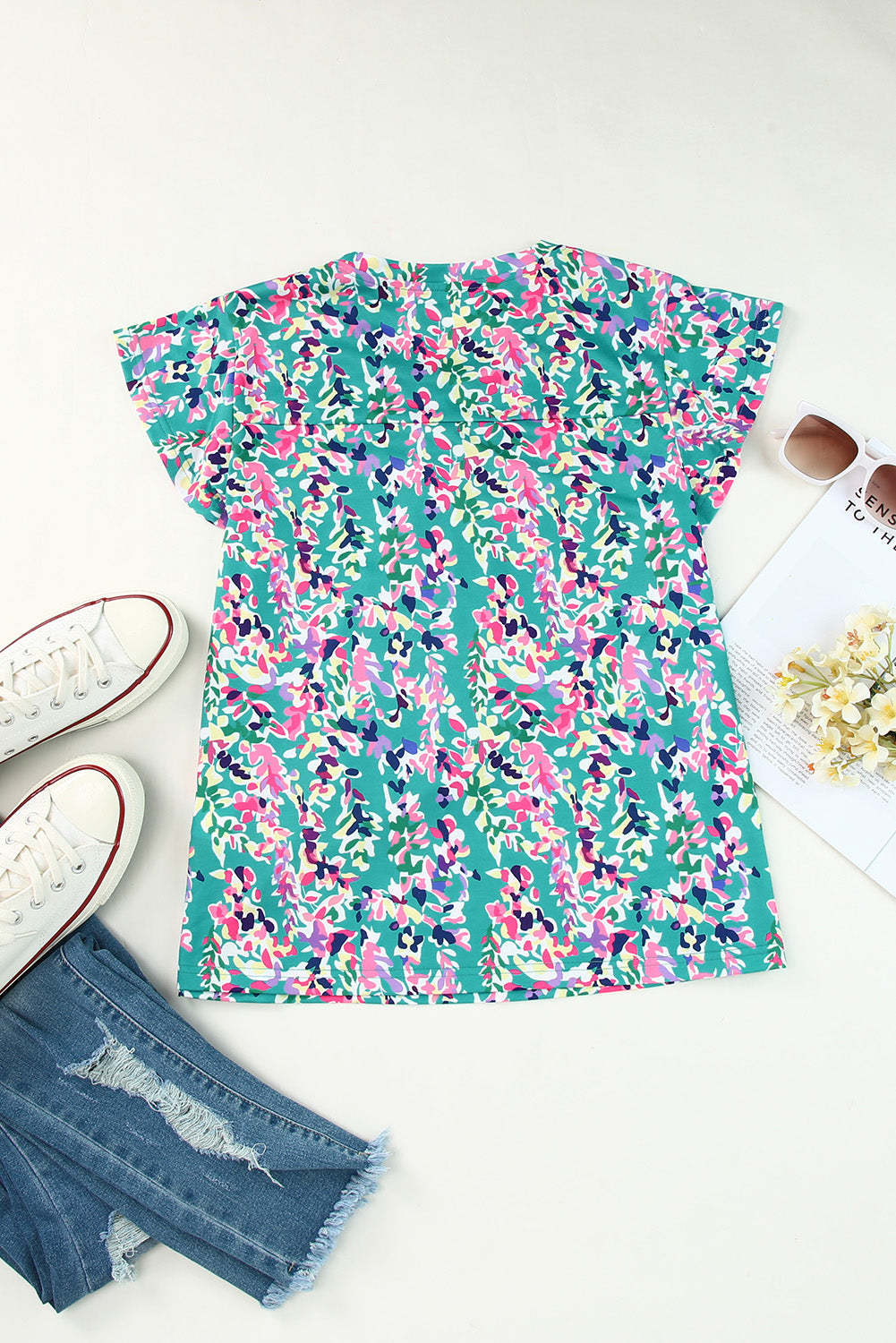 NEW! Floral Ruffled Short Sleeve Top