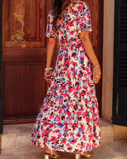 Floral Short Sleeve Maxi Dress