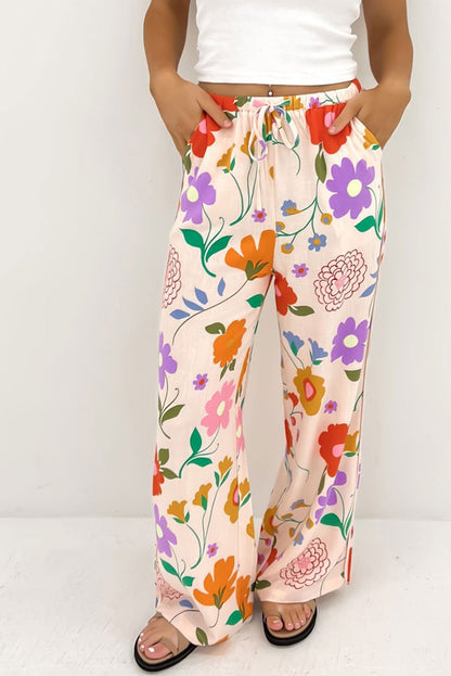 Floral Drawstring Waist Loose Pants