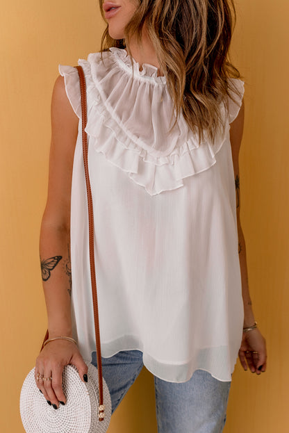 Ruffle Frilled Neck Tank Top