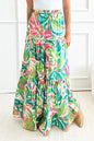 Abstract High Waist Tiered Maxi Skirt