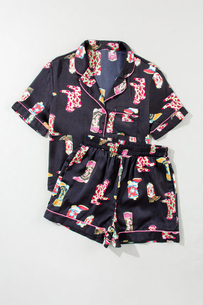 Western Top and Shorts Pajama Set