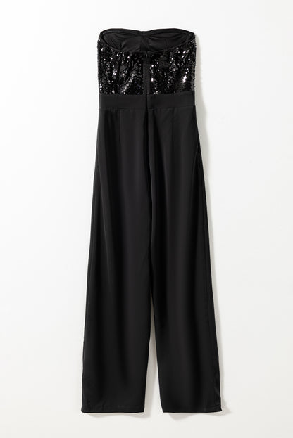 Sequin Strapless Wide Leg Jumpsuit