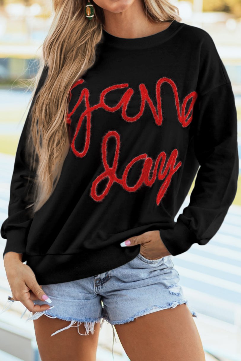 Game Day Tinsel Drop Shoulder Sweatshirt