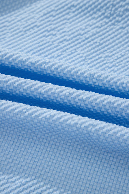 Flower Embroidered Puff Sleeve Split Neck Blouse